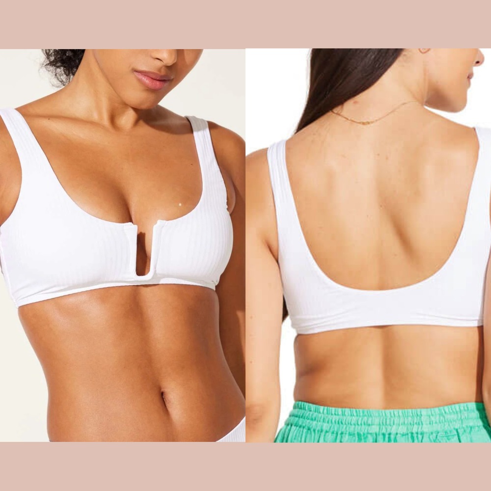 NWD $130 Vitamin A [ Large ] Scoop Rib Astrid Bralette Bikini Top White‎ #U1472